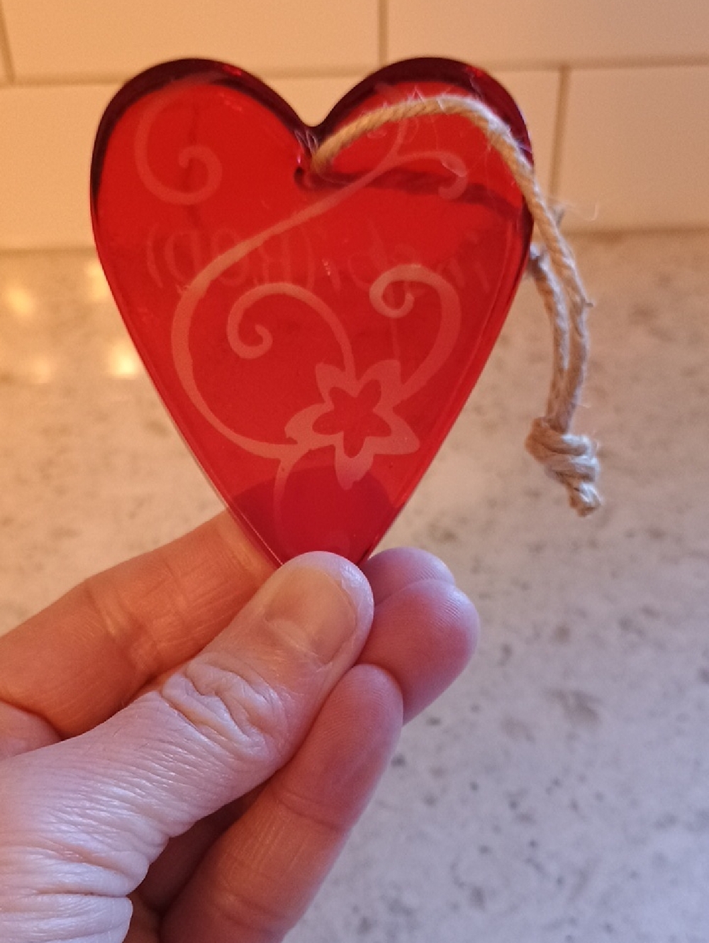 2007 Hallmark Inspi(Red) Red Heart Hanging Ornament with Rope - Picture 3 of 7